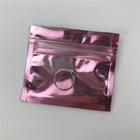 Küçük Boy Plastik Gül Altın Kilitli Kılıf Logo Baskı Pencereli Mücevherat İçin Üç Taraflı Mühür Fermuarlı Çanta