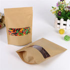 Kahve çekirdeği / çerez / şeker için açık pencereli Mylar fermuar Kraft kağıt çanta
