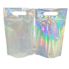 Şeffaf Plastik Holografik Çantalar Fermuar Saplı Kozmetik Alüminyum Folyo Mylar Çantalar