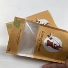 Geri Dönüşümlü Özelleştirilmiş Yeniden Kapanabilir Stand Up Torbalar Evcil Hayvan Maması Kahverengi Kraft Kağıt Torbalar