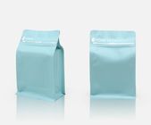 Plastik fermuar ambalaj özel baskı kahve çanta mat mavi düz dipli çanta 250g, 1lb, 2Lb
