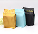 Plastik fermuar ambalaj özel baskı kahve çanta mat mavi düz dipli çanta 250g, 1lb, 2Lb