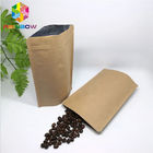 Stand Up Plastik Kahverengi Kraft Kağıt Torba Özelleştirilmiş Kağıt Torbalar Kahve Çekirdeği Için Zip kilidi