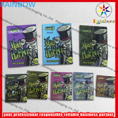 Fermuar ile geri dönüştürülmüş alüminyum folyo bitkisel tütsü zip plastik torbalar