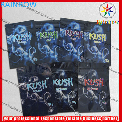 Kush Alüminyum Folyo Zip Plastik Torba, Bitkisel Tütsü Renkli Fermuarlı Çanta