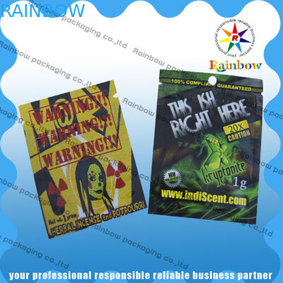 Isı mühür plastik bitkisel tütsü torbaları, alüminyum folyo çanta kilitli