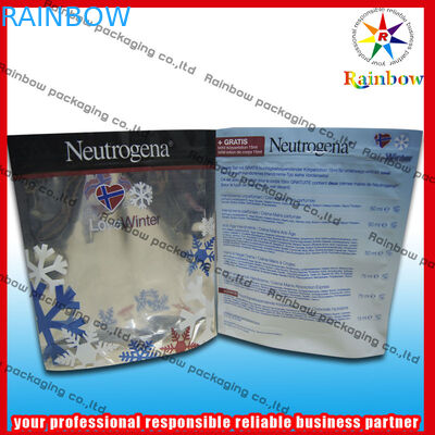 Folyo Stand Up Kozmetik Ambalaj Çantası, İnci Tozu İçin Kilitli Geri Dönüşümlü