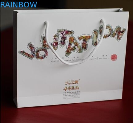 Ecofriendly Kolu Özelleştirilmiş Kağıt Torbalar, Logo Gümüşlü Sıcak Baskı