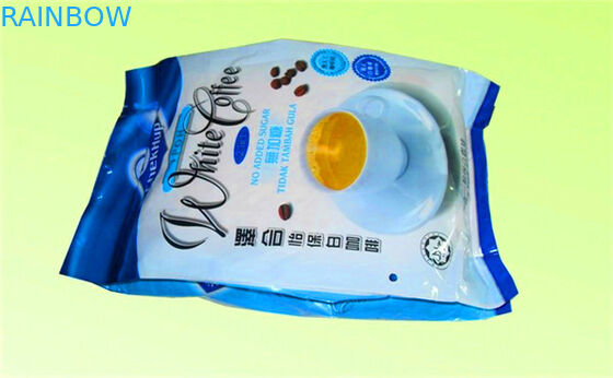 Yan Köşe Folyo Stand Up Torbalar Beyaz Kahve Paketlemesi İçin 100 Mikron