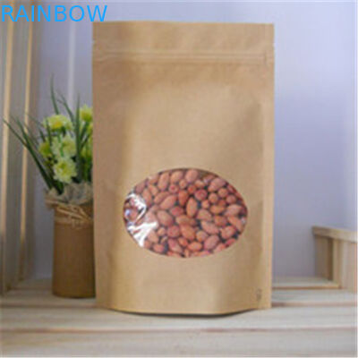 Temizle Pencere Özelleştirilmiş Kağıt Torbalar, Fermuarlı Kahverengi Kağıt Torbalar