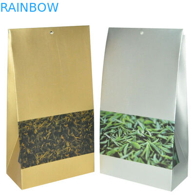 Çay için Kare Bpttom ile Sarı Simli Mat Finish Plastik Ambalaj Torbası