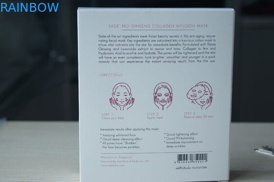 Pembe Sade Kağıt Ambalaj Kutusu Ginseng Kolajen Kozmetik Maske Için Beyaz Kart