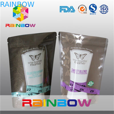 Şeker / Gıda Ambalajı İçin Fermuarlı Makul Stand Up Folyo Torbalar