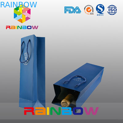 Şarap Şişesi Özelleştirilmiş Kağıt Torbalar / Logo Baskı ile Özel Baskılı Kraft Kağıt Torba