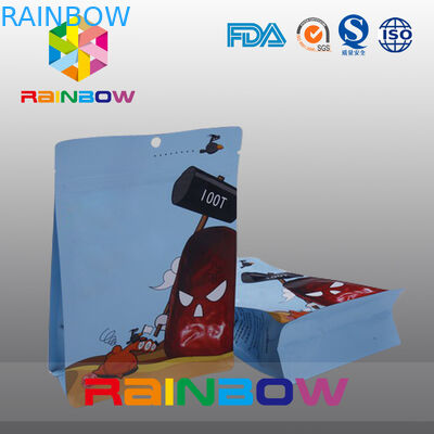 Gravür Baskılı Düz ​​Tabanlı Plastik Torbalar Paketleme Kilitli Gıda Sınıfı