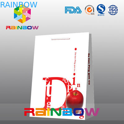 Beyaz Özel Kağıt Torbalar Düz Tabanlı Karton Logo Kağıt Alışveriş Çantası