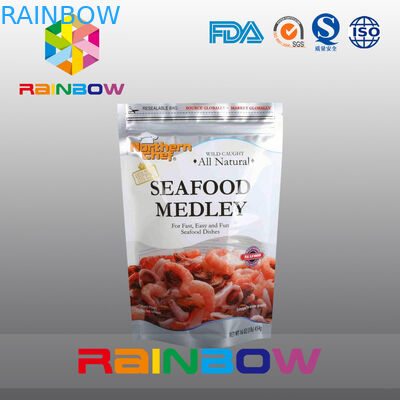 Alüminyum Folyo Kılıfı Seafood için Sthand Up Fermuar Ambalaj