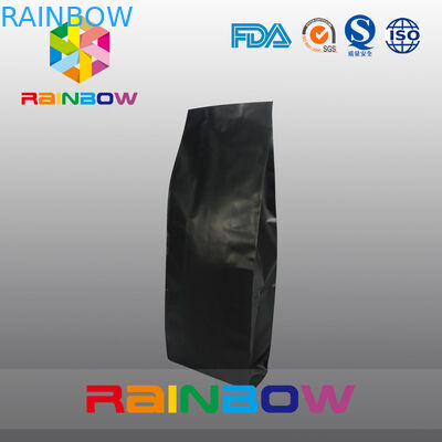 Siyah Özelleştirilmiş Baskılı Alt Gusset Çanta, Fermuar / Valve ile Plastik Kahve Kılıfı