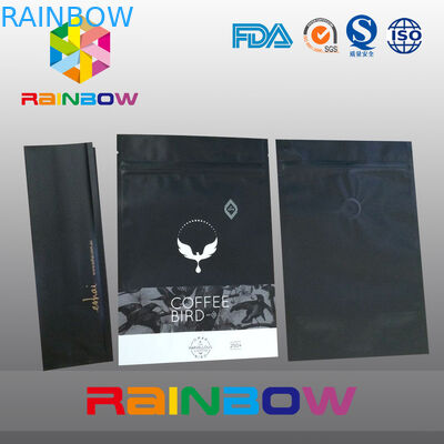 Grassing valf ile Mat Siyah Daimi Tipi Coffee Bean Folyo Kılıfı Ambalaj Torbaları