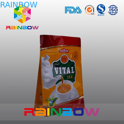 Özel Baskılı Düz ​​Tabanlı Plastik Torbalar, Şeffaf Contalı Dörtlü Blok Bloklu Torba