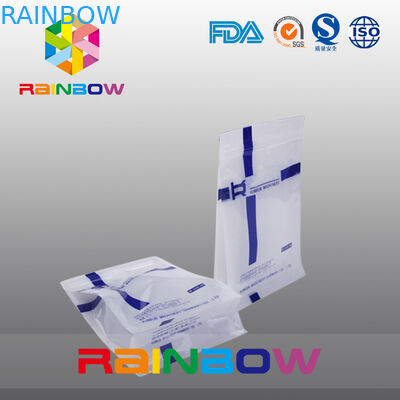 Özel Baskılı Düz ​​Tabanlı Plastik Torbalar, Şeffaf Contalı Dörtlü Blok Bloklu Torba