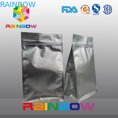 Mat siyah 8 yan mühür kahve paketleme alt köşebent çanta kilitli