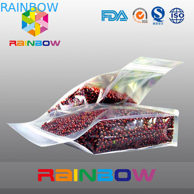 Plastik şeffaf alt köşebent kilitli fasulye / gıda ambalaj poşetleri