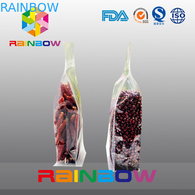 Plastik şeffaf alt köşebent kilitli fasulye / gıda ambalaj poşetleri