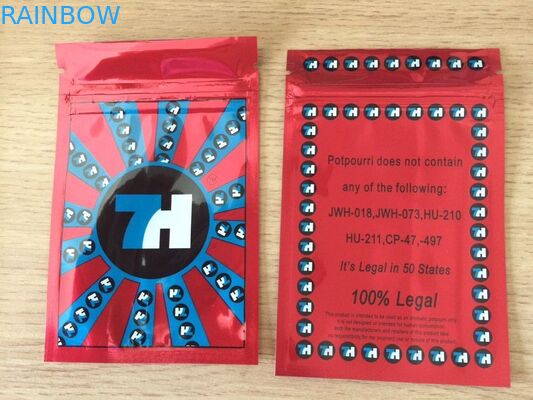 Fermuar ve Gözyaşı Çentik ile Alüminyum Folyo Potpourri Bitkisel Tütsü Ambalajı