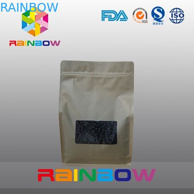 Kraft kağıt 8 yan mühür kahve poşeti, alt köşebent çanta kavrulmuş kahve çekirdeği paketleme