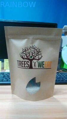 Logo Baskılı Kavrama Seal Çantalar / Pencere ve Kilitli Pişirme Karışımı İçin Kraft Kağıt Torba