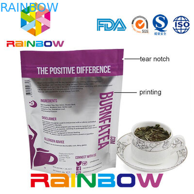 Fermuar ve Alt Körüklü Çay Kutusu İçin Yeniden Kaplanabilir Toplu Plastik Torbalar Ambalaj