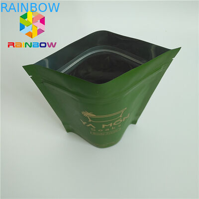 Fermuar Özel Tasarım ile Alüminyum Folyo Astarlı Mat Beyaz Yeşil Çay Paketleme Çantası