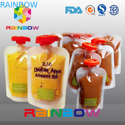 Reçel / Meyve Suyu İçin Kendiliğinden Daimi Emzikli Kese, Çocuk Bebek İçin Yeniden Kullanılabilir Gıda Ambalaj Torbası