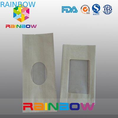 Şeffaf Pencere ile Şeker / Kuru Gıda Sınıfı Ambalaj için köşebent Kraft Kağıt Torba