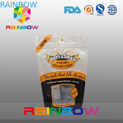 Şeker / Snack Food İçin Kelebek Asma Deliği ile Stand Up Kilitli Şeffaf Plastik Torbalar Ambalajı