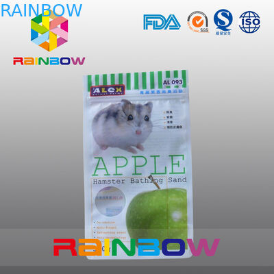 Üçlü Hamster Banyo Kum / Pet Gıda Ambalaj İçin Yuvarlak Pencereli Yan Sızdırmazlık Kilitli Kılıfı