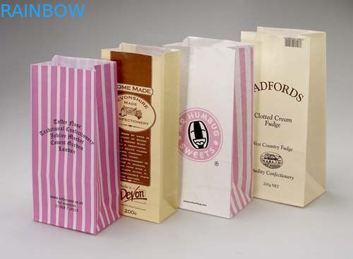 Özelleştirilmiş Logo Kraft Kağıt Torbalar Fast Food / Ekmek / Alışveriş Çantası