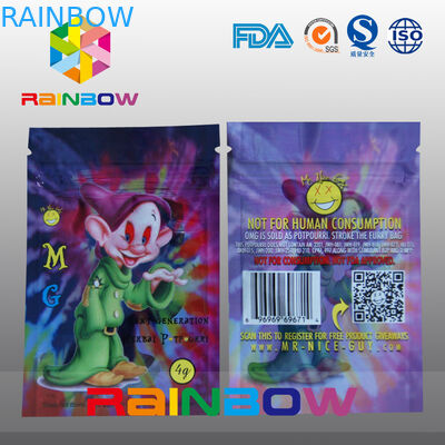 Özel Baskı Logosu MG Bitkisel Tütsü Kilitli Torbalar 5g 4g Baharat Duman Torbası