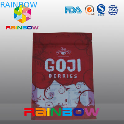 Kırmızı / Beyaz Mylar Plastik Pencere Torbası Fermuarlı Üstlü Yiyecek / Taze Sıkma Çörek otu