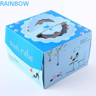 Pembe Mavi Kare Doğum Günü Pastası Kağıt Kutu Ambalaj / Hediye Kutusu Özelleştirilmiş