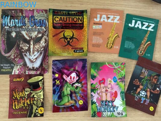 Üç Taraflı Isıya Dayanıklı Fermuarlı Bitkisel Tütsü Alüminyum Folyo Çanta