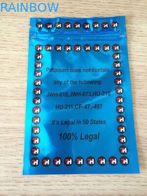 Üç Taraflı Isıya Dayanıklı Fermuarlı Bitkisel Tütsü Alüminyum Folyo Çanta