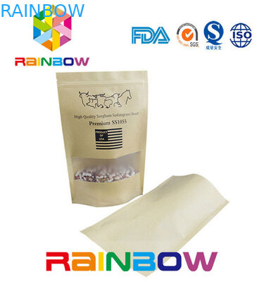 Düz Tabanlı Kahverengi Özel Kağıt Torbalar / Fermuarlı Craft Kağıt Torba