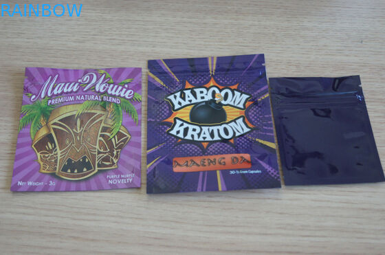 Kimyasallar üç tarafı mühür maeng da kratom kilitli ambalaj poşetleri