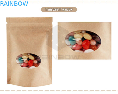 Kilitli Stand Up Kılıfı Kraft Kahverengi Kağıt Torba Kuru Meyve Fındıklı Şeker Ambalaj İçin