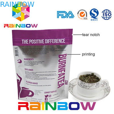 Yan Gusseted Doy Paketi Kraft Kağıt Çay Paketleme Çantası Alüminyum Folyo Plastik Kilitli Kese