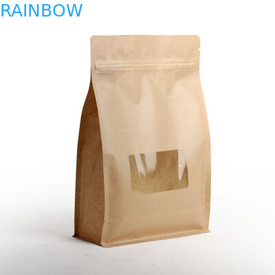 Nem Geçirmez Düz Tabanlı Lamine Çay Poşetleri Fermuar ve Pencereli Ambalaj