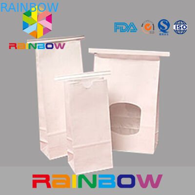 Beyaz Kraft Kağıt Düz Tabanlı Teneke Kravatlı Pencere Çantaları, Chia Tohum Paketleme