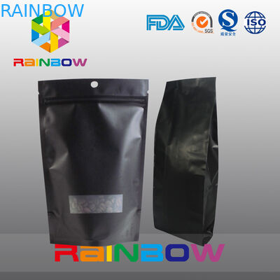 Siyah 70g 100g 250g 500g Plastik Torbalar Ambalaj Vana Ile Stand Up Kahve Çekirdeği Çantası
